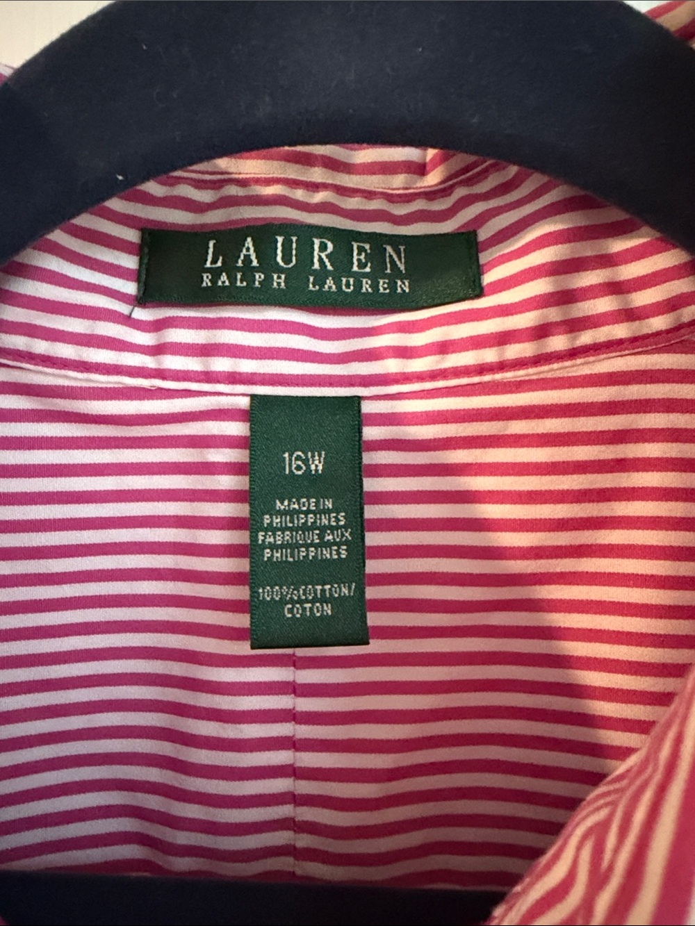 Lauren Ralph Lauren Pink & White Striped Sleeveless Button-Down Shirt - Picture 2 of 5
